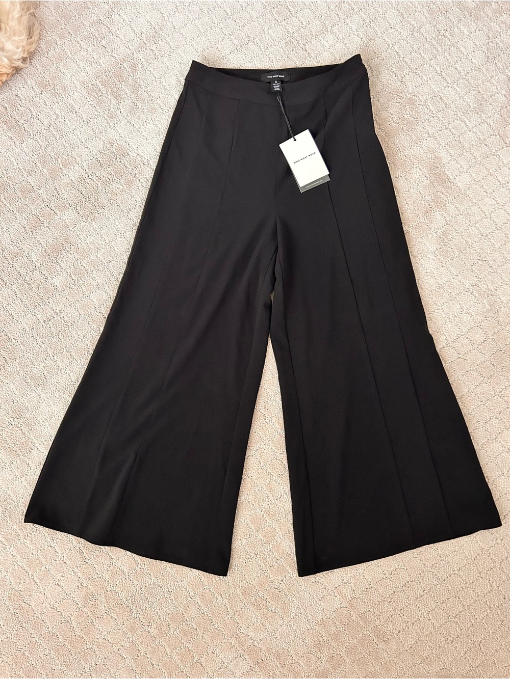 Who What Wear Wide-Leg Cropped Trousers - Black